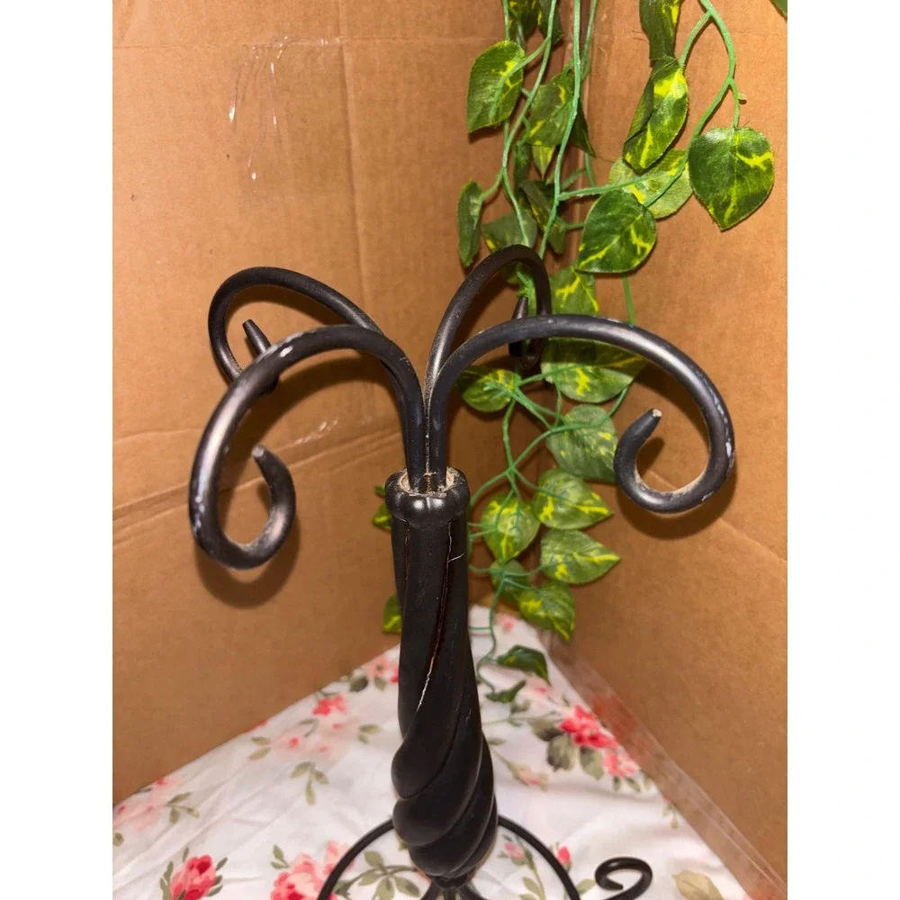 2 Wroth  Iron Tabletop Display Stand Twisted Column Scrollwork Jewelry